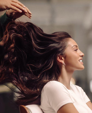 a woman with long brown hair