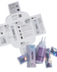 a blurry image of a white box with a purple bottle and a purple bottle